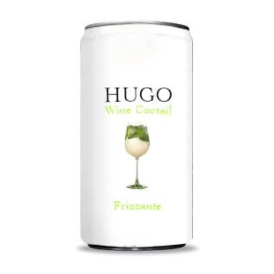 Hugo wijn blikje 200ml bedrukken met eigen logo